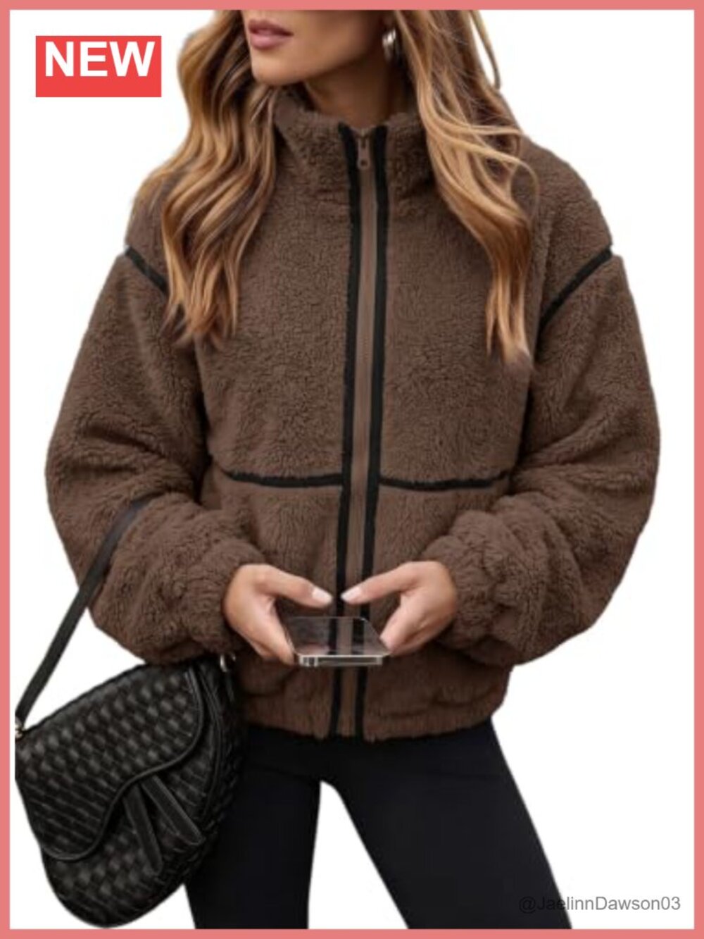 Womens Fleece Zip Jacket Sherpa Coat Winter Outwear with Pockets